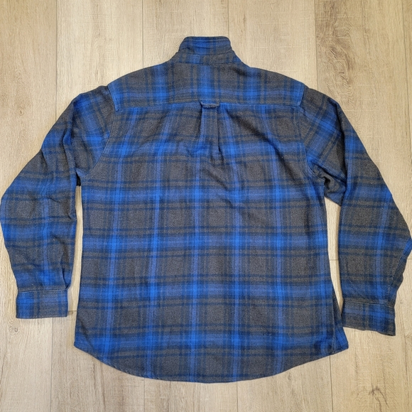 Orvis Big Bear Brushed Flannel Men's XL Electric Blue Gray Plaid Shacket Unisex - Picture 8 of 8